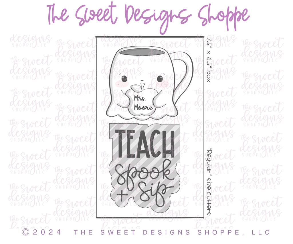 Cookie Cutters - TEACH Spook Sip & Mrs Mug Ghost Set - Set of 2 - Cookie Cutters - The Sweet Designs Shoppe - - ALL, Cookie Cutter, halloween, Halloween set, Halloween Sets, Mini Sets, Plaque, Plaques, PLAQUES HANDLETTERING, Promocode, regular sets, set