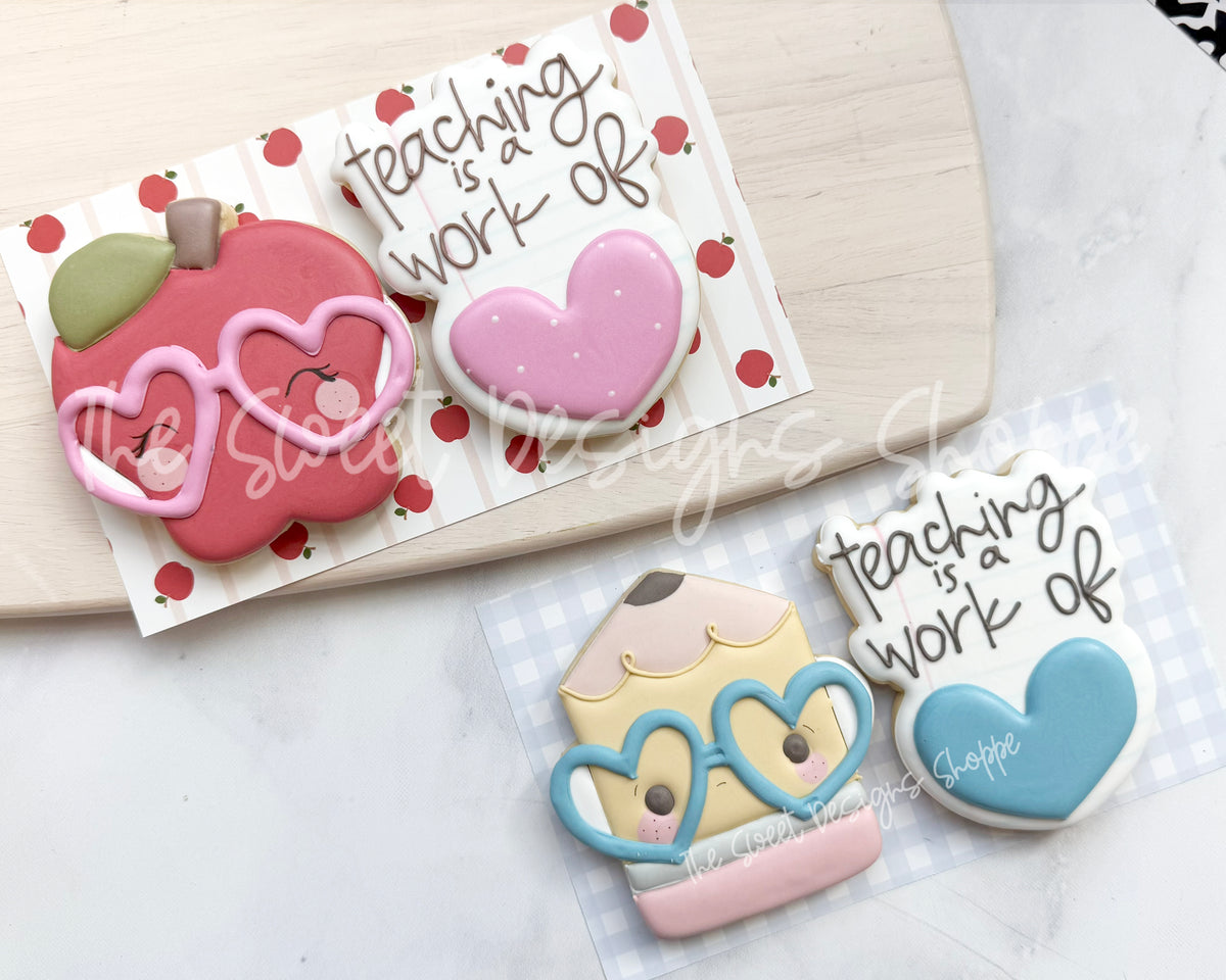 Cookie Cutters - Teaching is a work of Heart Cookie Cutters Set - Set of 3 - Cookie Cutters - The Sweet Designs Shoppe - TSDS - - ALL,back to school,BTS,Cookie Cutter,Mini Sets,Promocode,regular sets,School,School / Graduation,school supplies,set,sets,STL,Teacher Appreciation