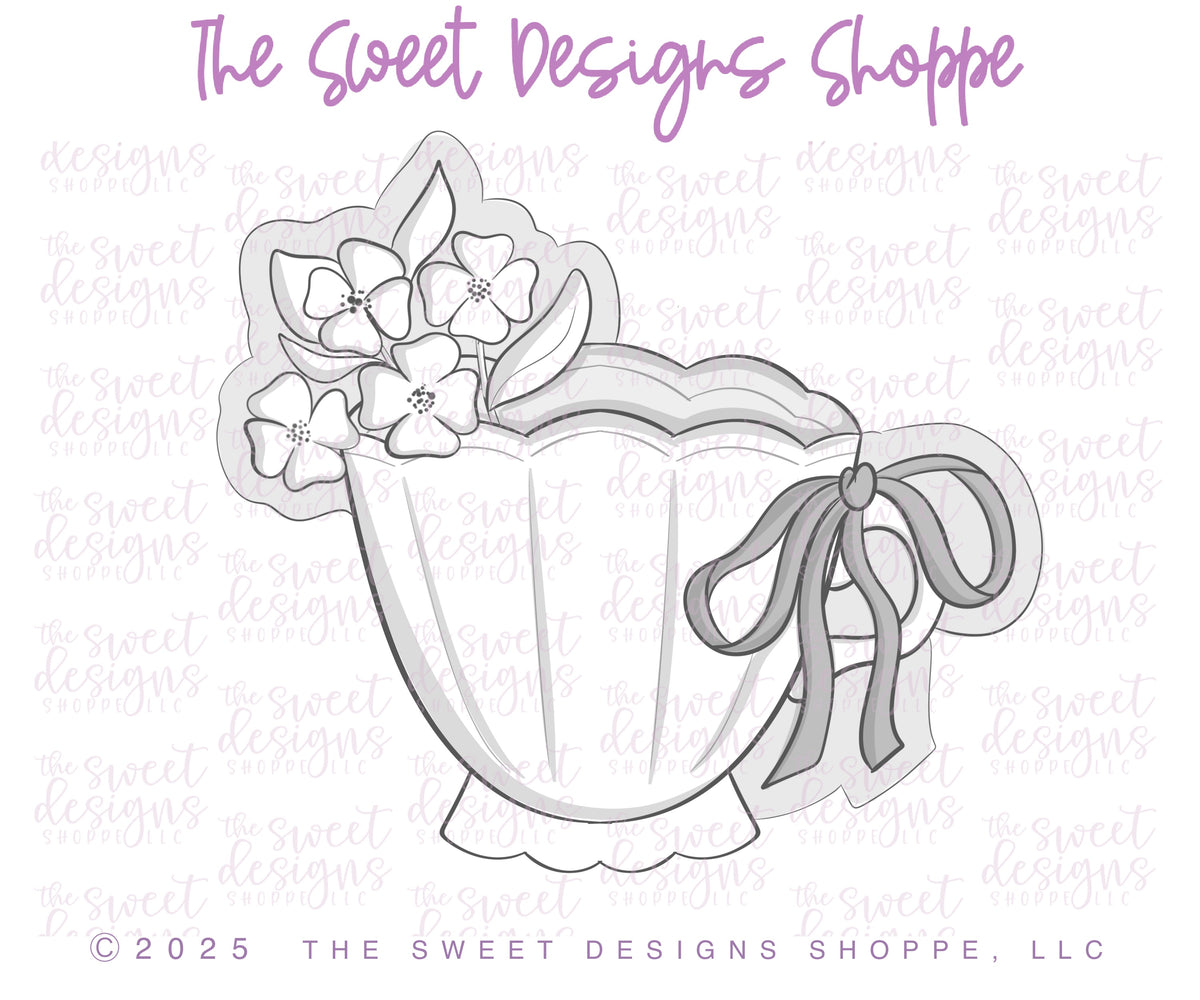Cookie Cutters - Teacup with Flowers - Cookie Cutter - The Sweet Designs Shoppe - TSDS - - ALL,Bloom Bakery Set,Classes,cookie con classes,Cookie Cutter,cookie cutters,CookieCon,Food,Food & Beverages,Food and Beverage,Promocode,sets,STL,teacup,teacup with flowers