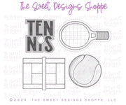 Cookie Cutters - Tennis Cookie Cutters Set - Set of 4 Cookie Cutters - The Sweet Designs Shoppe - TSDS - - ALL,Cookie Cutter,dad,Father,Fathers Day,grandfather,Mama,Mini Sets,MOM,mother,Mothers Day,pickle ball,pickleball,Promocode,regular sets,set,sport,sports