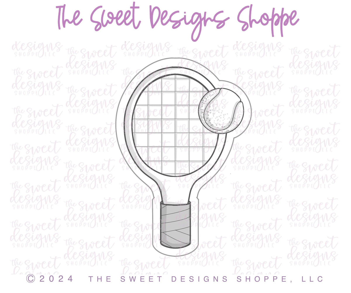 Cookie Cutters - Tennis Racquet with Ball - Cookie Cutter - The Sweet Designs Shoppe - TSDS - - Accesories,ALL,Cookie Cutter,dad,Father,Fathers Day,grandfather,Miscellaneous,pickle ball,pickleball,Promocode,sport,sports,STL,Summer,tennis