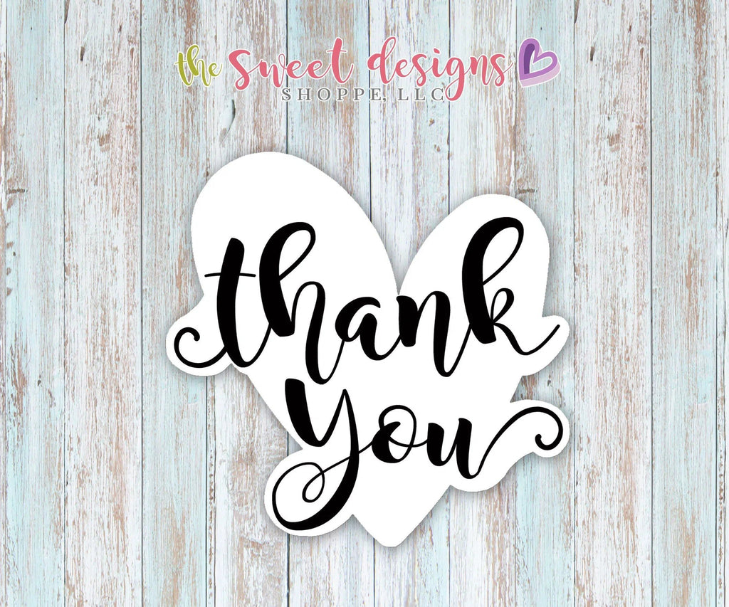 Cookie Cutters - Thank You Heart v2- Cookie Cutter - The Sweet Designs Shoppe - - ALL, Cookie Cutter, Heart, lettering, Love, Plaque, Promocode, Thank You, Valentines, Wedding