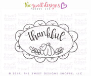 Cookie Cutters - Thankful Scallop Plaque - Cookie Cutter - The Sweet Designs Shoppe - TSDS - - ALL,Birthday,Cookie Cutter,Customize,Fall,Fall / Halloween,Fall / Thanksgiving,Halloween,Party,Plaque,Plaques,PLAQUES HANDLETTERING,Promocode,STL,thank,thanks