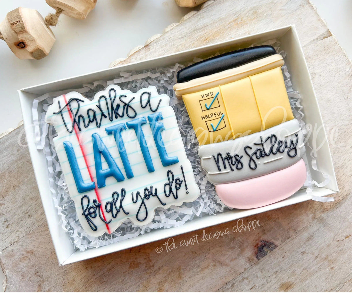 Cookie Cutters - Thanks a Latte Set - 2 Piece Set - Cookie Cutters - The Sweet Designs Shoppe - TSDS - - ALL,Cookie Cutter,Grad,graduations,Lady Milk Stache,Lady MilkStache,LadyMilkStache,Mini Set,Mini Sets,MOM,mother,Mothers Day,Promocode,regular sets,School,School / Graduation,set,sets,Teacher,Teacher Appreciation,teaching partners