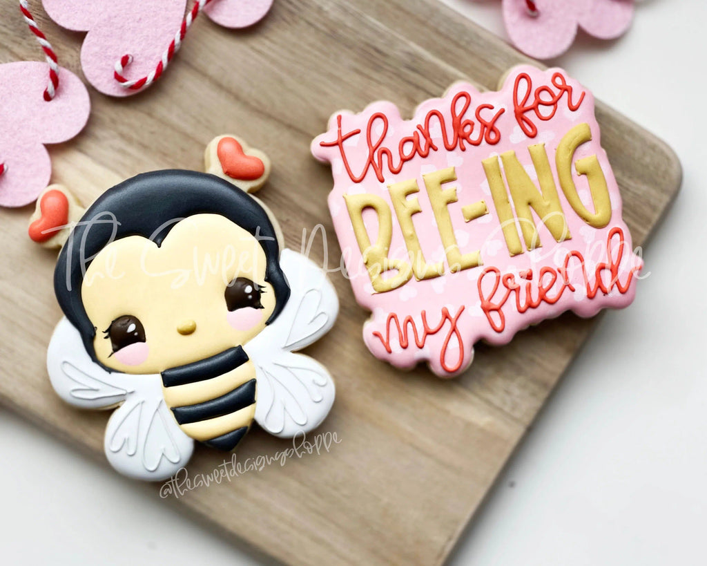 Cookie Cutters - Thanks for Bee-ing by Friend Cookie Cutters Set - 2 Piece Set - Cookie Cutters - The Sweet Designs Shoppe - - ALL, Animal, Animals, Animals and Insects, Cookie Cutter, Lady Milk Stache, Lady MilkStache, LadyMilkStache, Mini Set, Mini Sets, Promocode, regular sets, set, sets, valentines