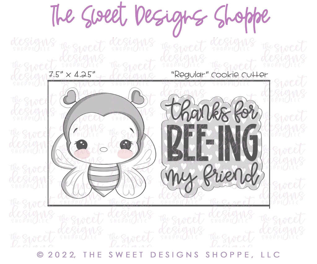 Cookie Cutters - Thanks for Bee-ing by Friend Cookie Cutters Set - 2 Piece Set - Cookie Cutters - The Sweet Designs Shoppe - TSDS - - ALL,Animal,Animals,Animals and Insects,Cookie Cutter,Lady Milk Stache,Lady MilkStache,LadyMilkStache,Mini Set,Mini Sets,Promocode,regular sets,set,sets,valentines