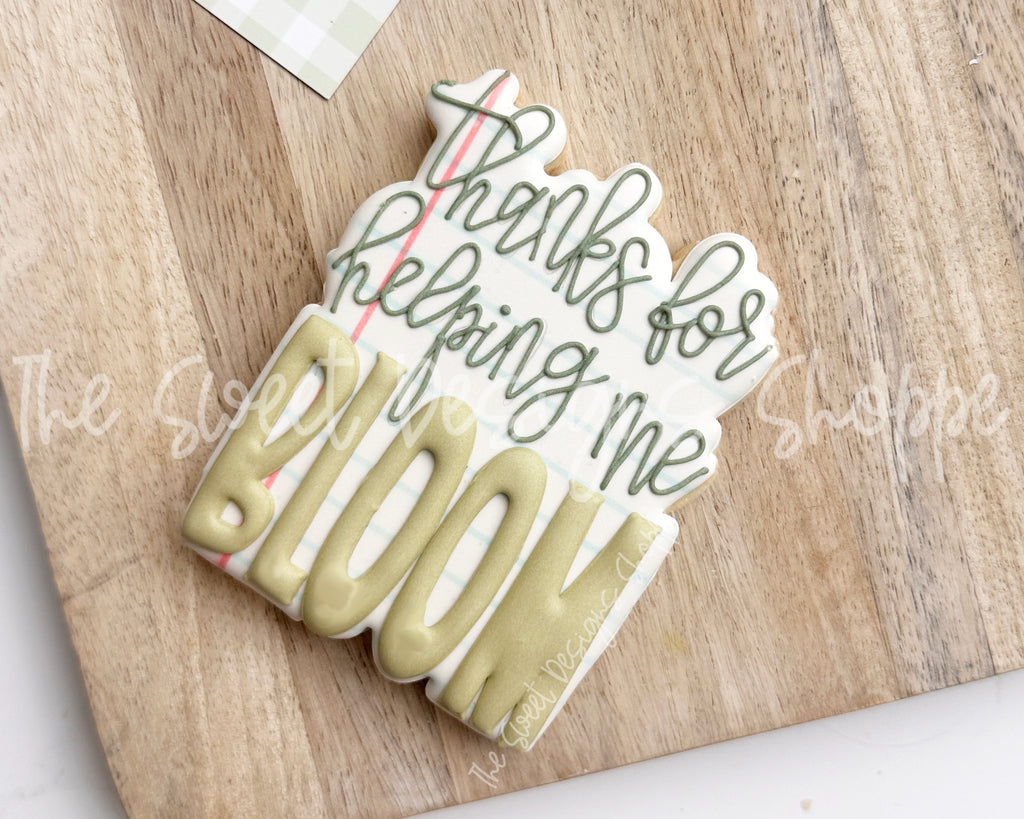 Cookie Cutters - Thanks for Helping Me Bloom Plaque - Cookie Cutter - The Sweet Designs Shoppe - TSDS - - ALL,back to school,Best Teacher plaque,Cookie Cutter,Plaque,Plaques,Promocode,School,School / Graduation,STL,Teacher,Teacher Appreciation