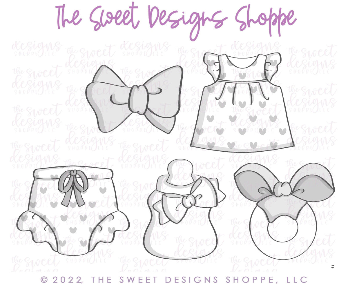 Cookie Cutters - The Frosted Cookiery "Baby" Class - Cookie Cutters Set Only - Set of 5 Cookie Cutters - Class not included. Online Class coming soon. - The Sweet Designs Shoppe - TSDS - - ALL,Baby,Baby / Kids,Baby Bib,baby girl,baby shower,baby shower favors,Baby Swaddle,baby toys,class,Cookie Cutter,online,online class,Promocode,set,sets,The Frosted Cookiery