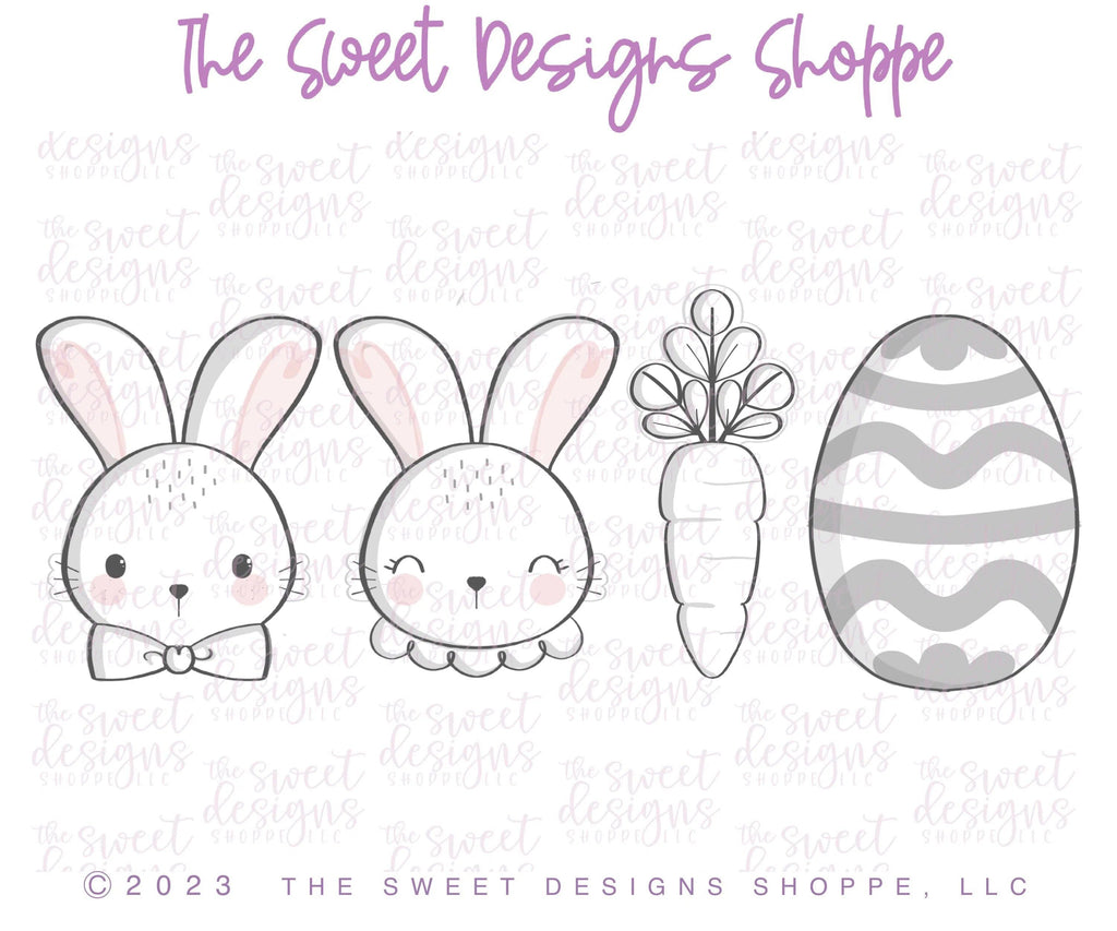 Cookie Cutters - The Frosted Cookiery "Here comes the Easter bunny" Class Set - Cookie Cutters Set Only - Set of 4 Cookie Cutters - Class not included. - The Sweet Designs Shoppe - TSDS - - ALL,Animal,Animals,Animals and Insects,class,Cookie Cutter,Easter,Easter / Spring,online,online class,Promocode,set,sets,The Frosted Cookiery