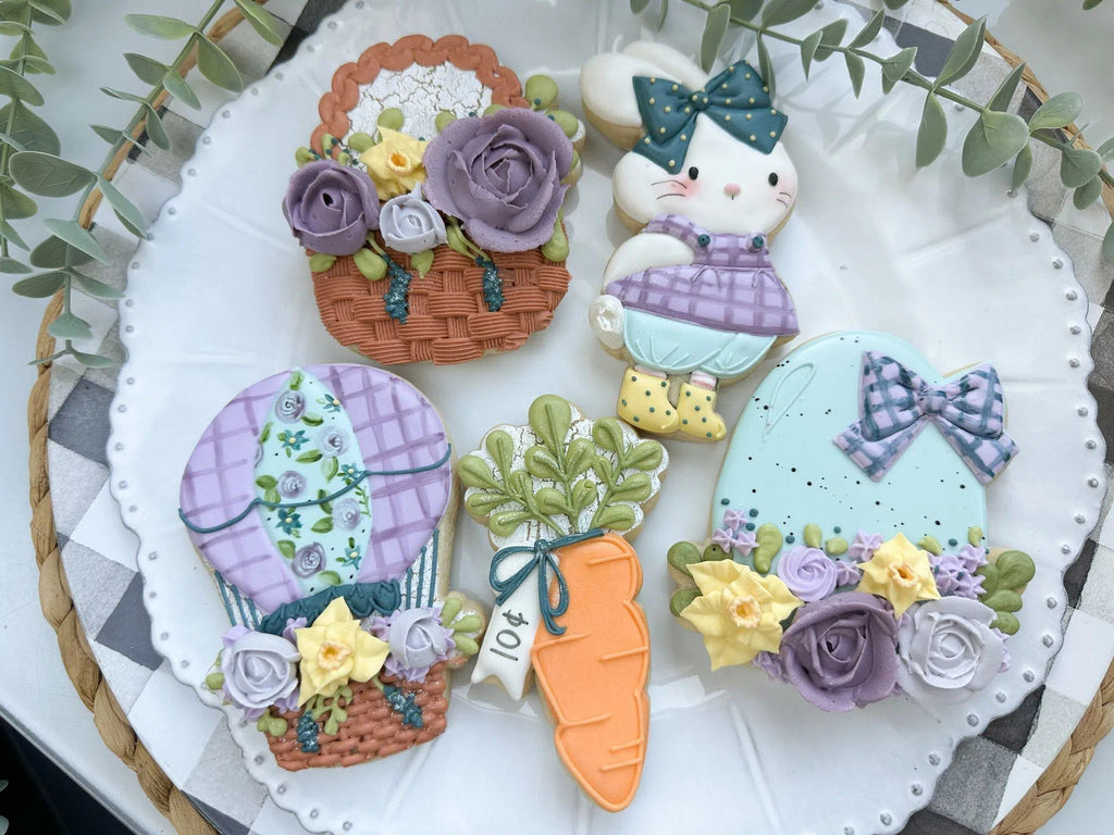 Cookie Cutters - The Frosted Cookiery "Mrs. Bunny's garden" Class Set - Cookie Cutters Set Only - Set of 5 Cookie Cutters - Online Class not included. - The Sweet Designs Shoppe - Set of 5 - Regular Size (4-1/2" Longest side) - ALL, Animals, Animals and Insects, class, Cookie Cutter, Easter, Easter / Spring, online, online class, Promocode, set, sets, The Frosted Cookiery