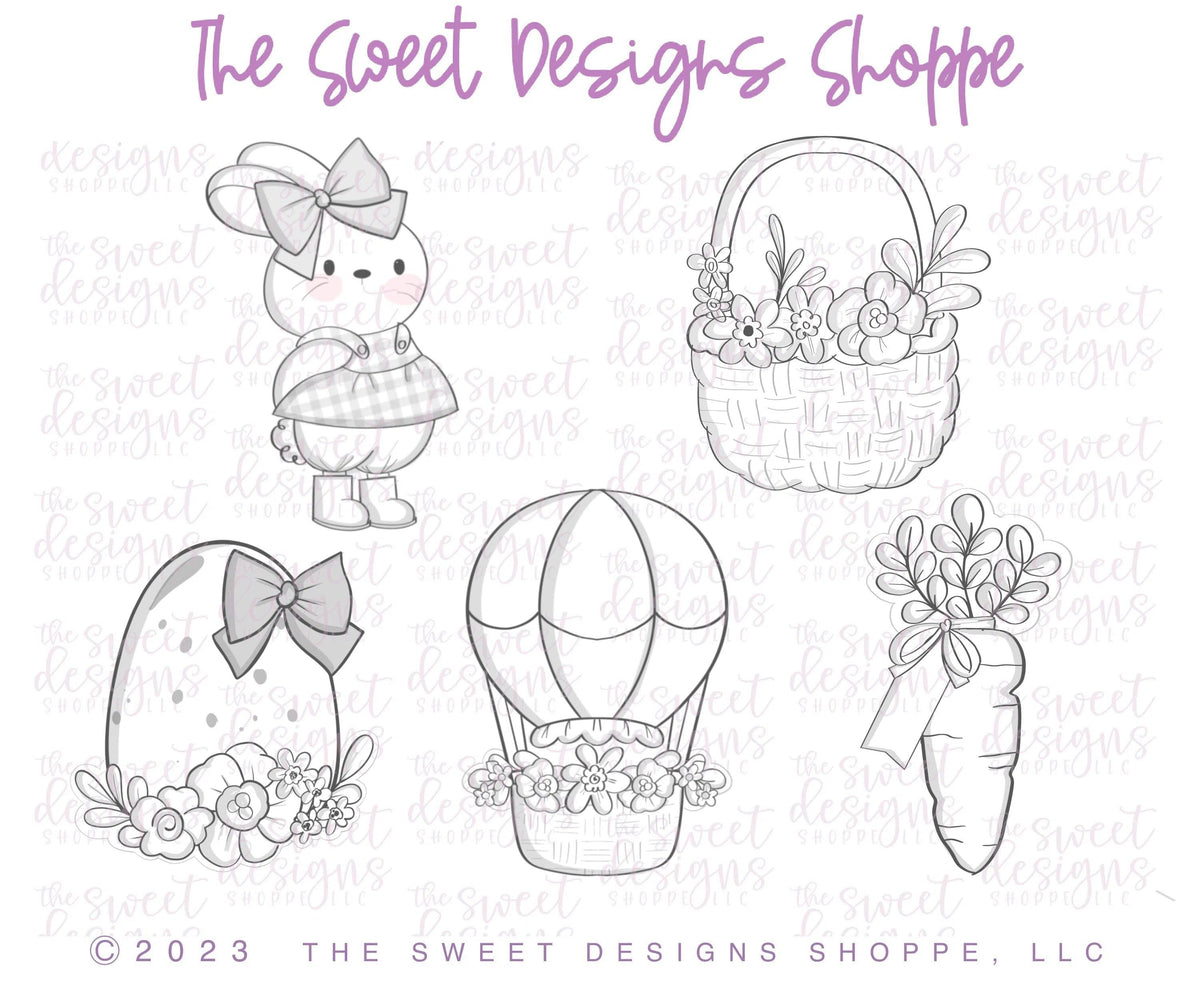 Cookie Cutters - The Frosted Cookiery "Mrs. Bunny's garden" Class Set - Cookie Cutters Set Only - Set of 5 Cookie Cutters - Online Class not included. - The Sweet Designs Shoppe - TSDS - - ALL,Animal,Animals,Animals and Insects,class,Cookie Cutter,Easter,Easter / Spring,online,online class,Promocode,set,sets,The Frosted Cookiery