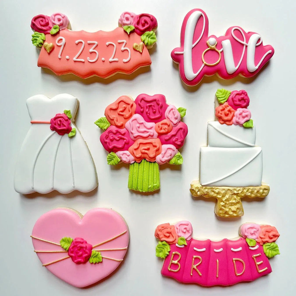 Cookie Cutters - TheGracefulbaker Class Cookie Cutters - BRIDAL SHOWER - Set of 6 Cookie Cutters - Online Class not included - Sweet Designs Shoppe - Set of 6 - 1 Regular & 5 MidSize Cutters - ALL, Bridal Shower, Bride, Cookie Cutter, Gaylord, Grace, Grace Gaylord, Married, online, Promocode, set, sets, thegracefulbaker, Wedding
