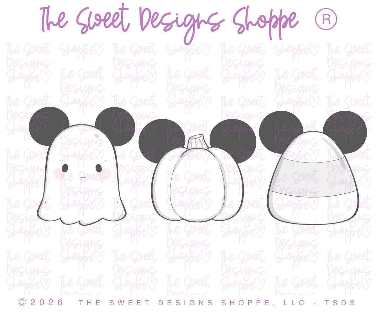 Cookie Cutters - Theme Park Chunky Halloween Set - Set of 3 - Cookie Cutters - The Sweet Designs Shoppe - TSDS - - ALL,Cookie Cutter,Ghost,halloween,mouse,Promocode,regular sets,set,STL,Theme Park,Theme park Snack