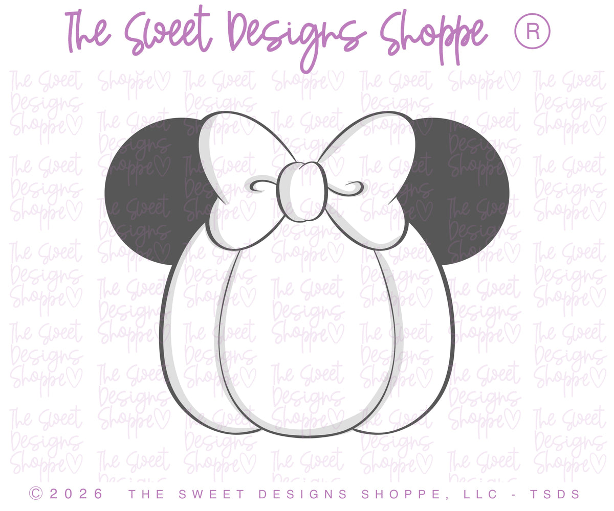 Cookie Cutters - Theme Park Chunky Pumpkin with bow - Cookie Cutter - The Sweet Designs Shoppe - TSDS - - ALL,Cookie Cutter,ears,halloween,mouse,Promocode,Snack Theme park,STL,Theme Park,Theme park Snack