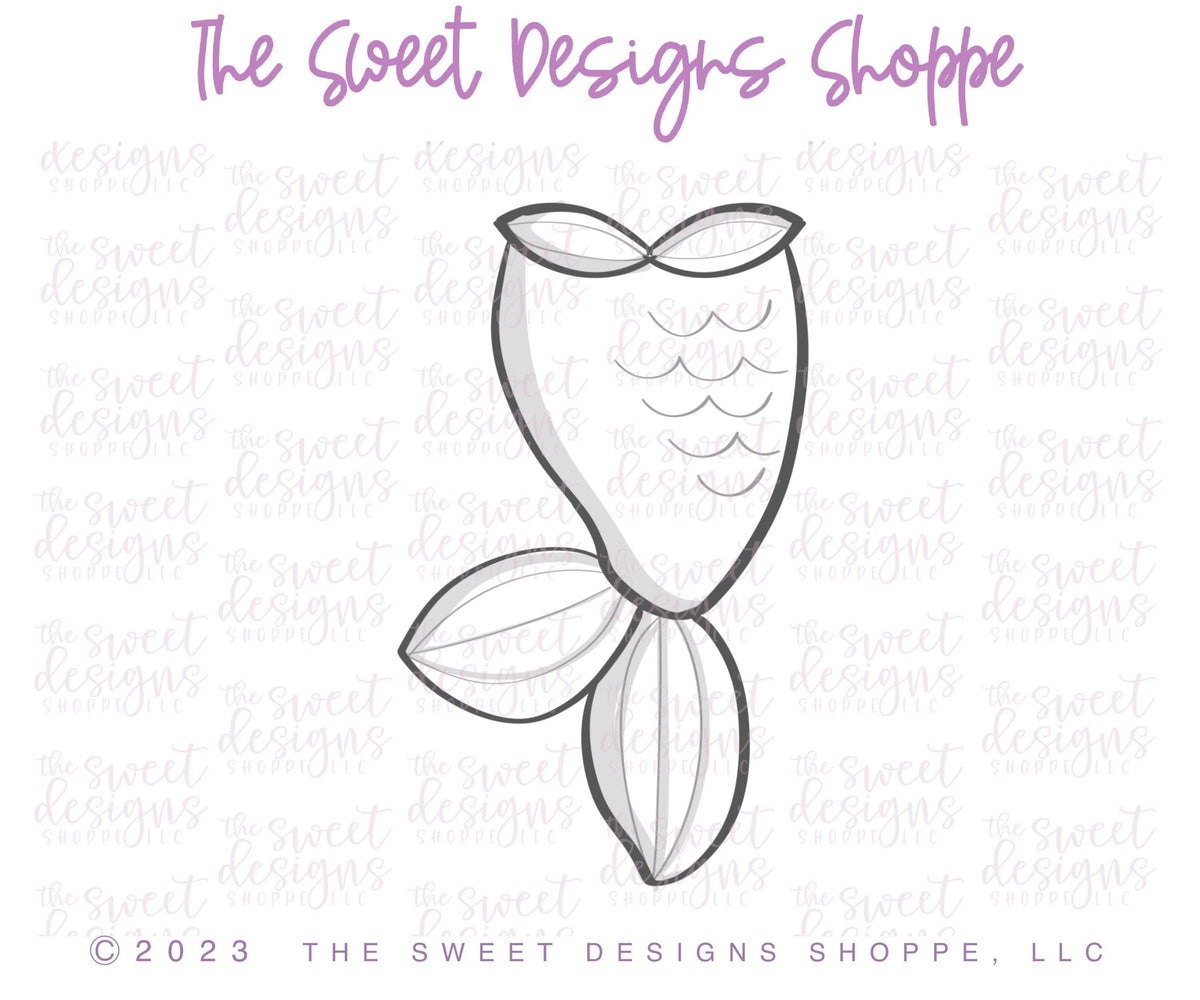 Cookie Cutters - Thin Mermaid Tail - Cookie Cutter - The Sweet Designs Shoppe - TSDS - - ALL,Cookie Cutter,fish,mermaid,ocean,plant,plants,Promocode,sea,STL,summer,under the sea