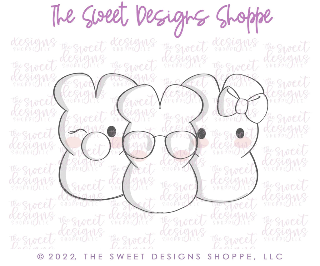 Cookie Cutters - Three Peeps - Cookie Cutter - Sweet Designs Shoppe - - ALL, Animal, Animals, Animals and Insects, Bunny, bunnypeep, Cookie Cutter, Easter, Easter / Spring, Lady Milk Stache, Lady MilkStache, LadyMilkStache, marshamallow, Promocode