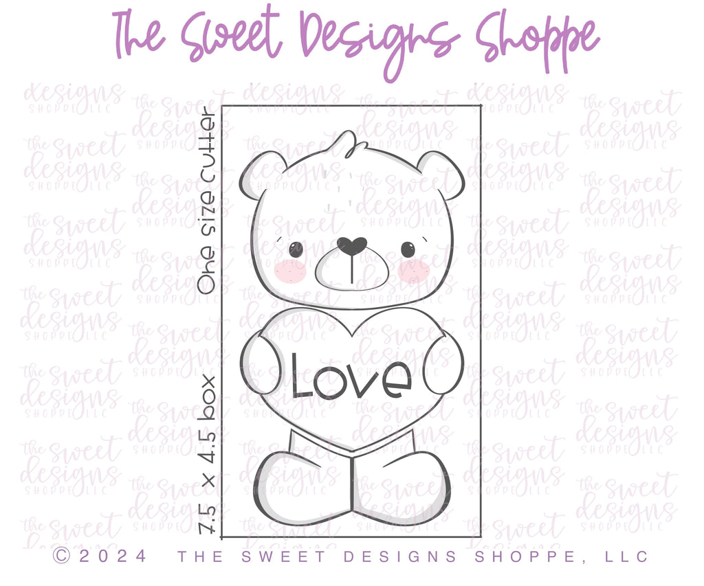Cookie Cutters - Three Piece Valentines Bear Set - Set of 3 - Cookie Cutters - The Sweet Designs Shoppe - TSDS - - ALL,Animal,Animals,Cookie Cutter,Love,Promocode,regular sets,set,STL,valentine,Valentines