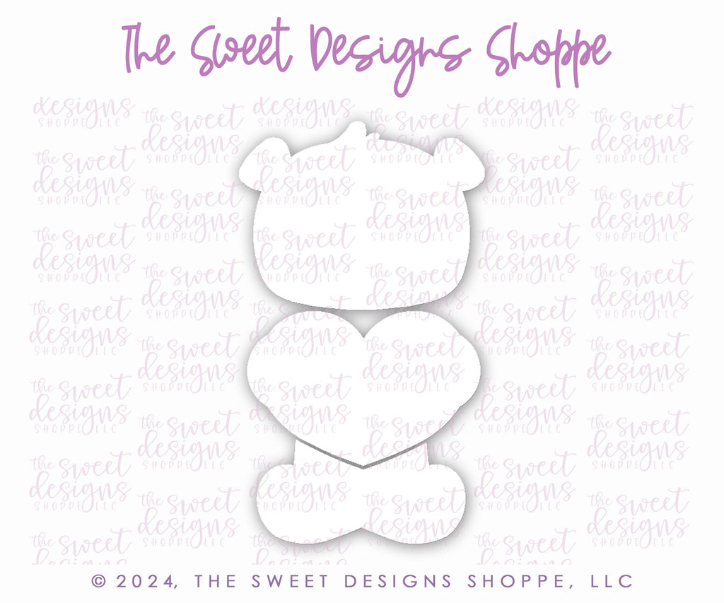 Cookie Cutters - Three Piece Valentines Bear Set - Set of 3 - Cookie Cutters - The Sweet Designs Shoppe - TSDS - - ALL,Animal,Animals,Cookie Cutter,Love,Promocode,regular sets,set,STL,valentine,Valentines
