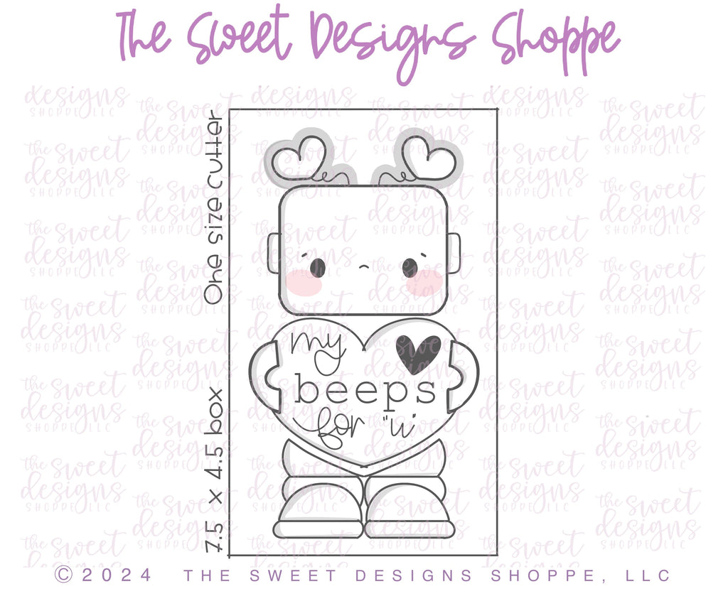 Cookie Cutters - Three Piece Valentines Robot Set - Set of 3 - Cookie Cutters - The Sweet Designs Shoppe - - ALL, Cookie Cutter, Love, new, Promocode, regular sets, set, STL, valentine, Valentines