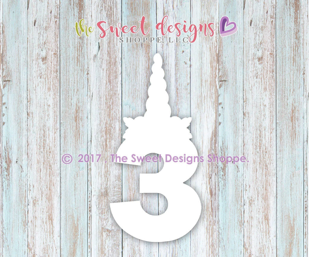 Cookie Cutters - Three Unicorn v2- Cookie Cutter - The Sweet Designs Shoppe - TSDS - - ALL,Birthday,Cookie Cutter,Fonts,Kids / Fantasy,lettering,number,Promocode