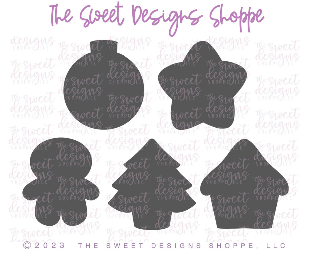 Cookie Cutters - TicTacToe Size - Christmas Set - Cookie Cutters - Set of 5 - The Sweet Designs Shoppe - TSDS - - ALL,Christmas,Christmas / Winter,Christmas Cookies,Cookie Cutter,Ginger bread,gingerbread,Mini Sets,Promocode,regular sets,set,STL