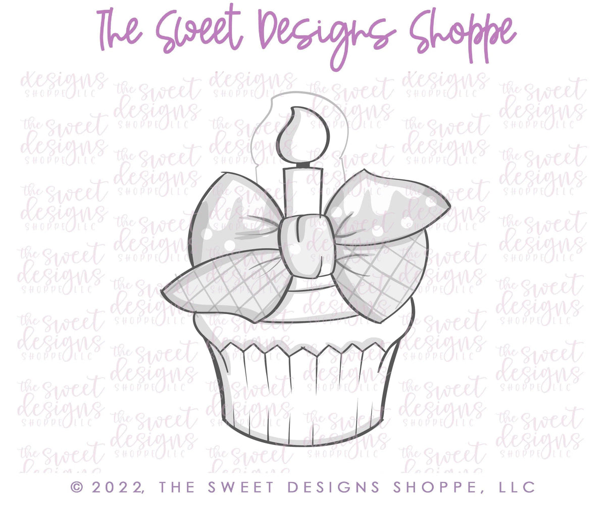Cookie Cutters - Tied Bow Cupcake - Cookie Cutter - The Sweet Designs Shoppe - TSDS - - ALL,Birthday,candles,celebration,Cookie Cutter,happybirthdday,Lady Milk Stache,Lady MilkStache,LadyMilkStache,Promocode,STL