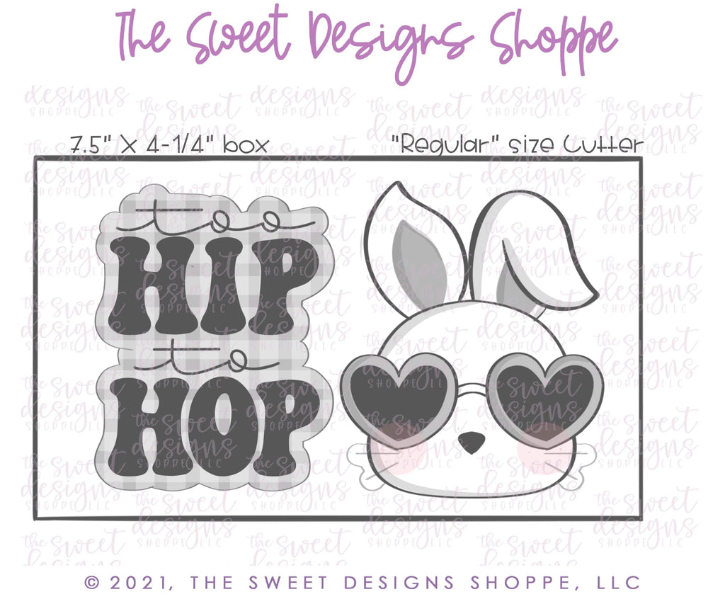 Cookie Cutters - Too HIP to HOP Bunny Set - Set of 2 - Cookie Cutters - Sweet Designs Shoppe - - ALL, Animal, Animals, Animals and Insects, Cookie Cutter, Easter, Easter / Spring, handlettering, Mini Set, Mini Sets, Promocode, regular sets, set, sets