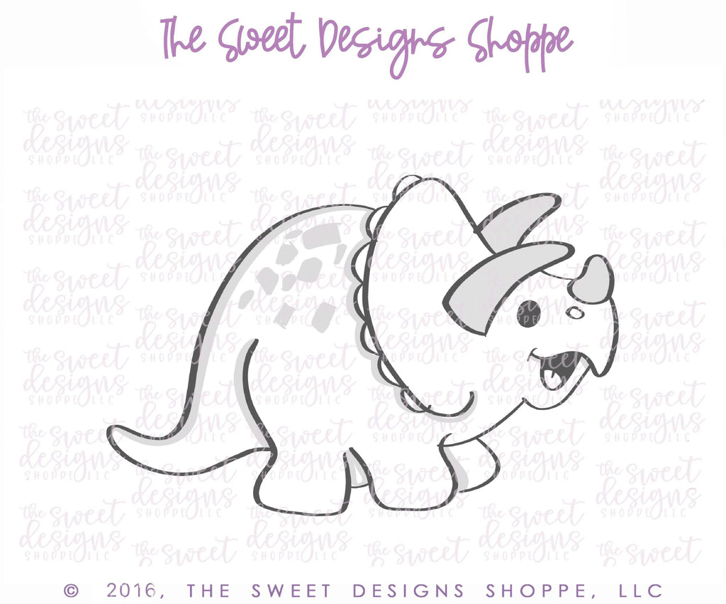 Cookie Cutters - Triceratops v2- Cookie Cutter - The Sweet Designs Shoppe - TSDS - - ALL,Animal,Animals,Cookie Cutter,Dino,dinosaur,Dinosaurs,kid,kids,Kids / Fantasy,prehistoric,Promocode,STL
