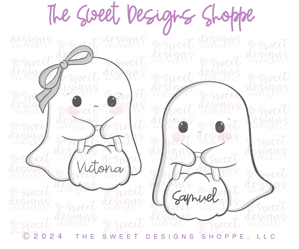 Cookie Cutters - Trick or Treat Boo Ghosts Cookie Cutter Set - Set of 2 - Cookie Cutters - The Sweet Designs Shoppe - TSDS - - ALL,Cookie Cutter,halloween,Halloween set,Halloween Sets,Mini Sets,Plaque,Plaques,PLAQUES HANDLETTERING,Promocode,regular sets,set,STL