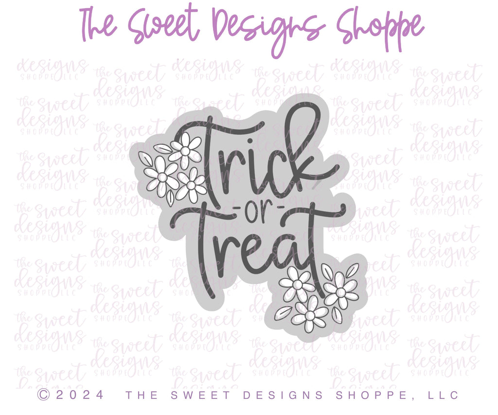 Cookie Cutters - Trick or Treat Daisy Plaque - Cookie Cutter - The Sweet Designs Shoppe - - ALL, Cookie Cutter, CookieCon, halloween, new, Plaque, Plaques, PLAQUES HANDLETTERING, Promocode, STL