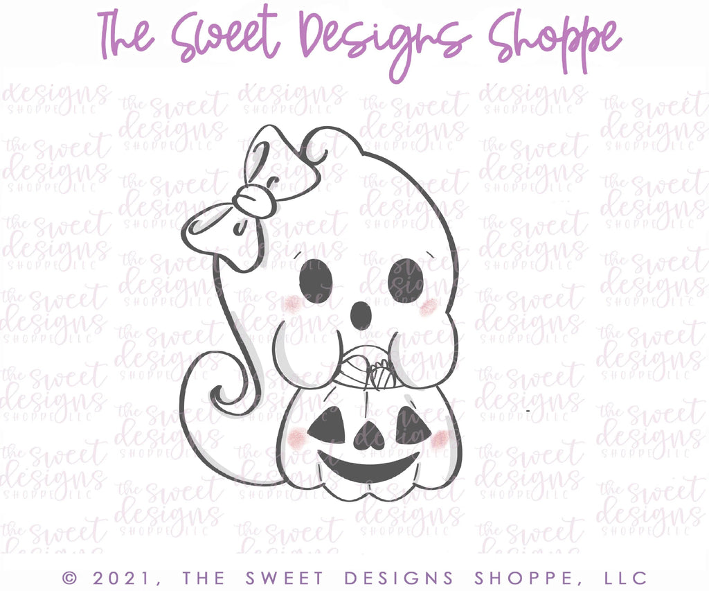 Cookie Cutters - Trick or Treat Girly Ghost 2020 - Cookie Cutter - Sweet Designs Shoppe - - ALL, Boo, Cookie Cutter, Ghost, halloween, Promocode