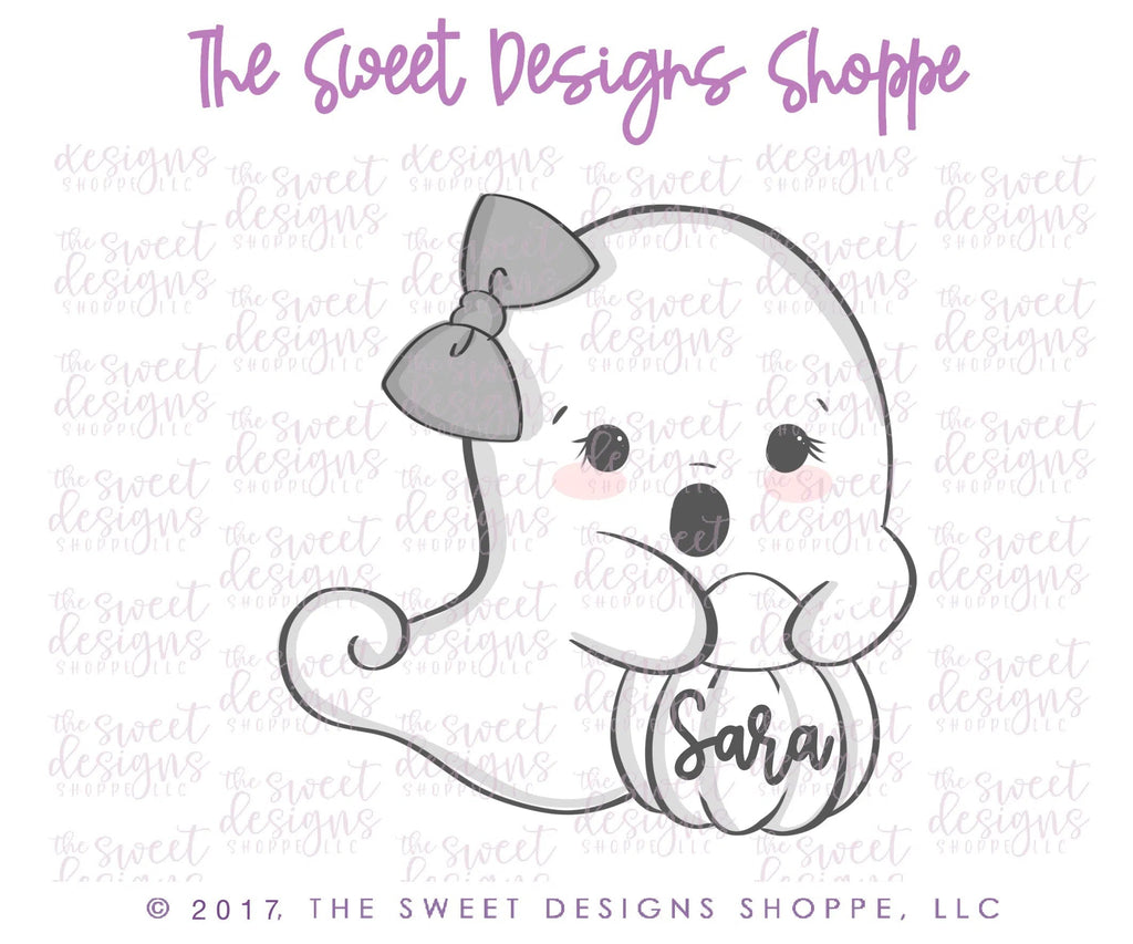 Cookie Cutters - Trick or Treat Girly Ghost v2- Cookie Cutter - Sweet Designs Shoppe - - ALL, Cookie Cutter, Customize, Fall / Halloween, Ghost, halloween, Promocode, trick or treat