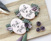 Cookie Cutters - Trick or Treat Oval Botanical Plaque - Cookie Cutter - The Sweet Designs Shoppe - TSDS - - ALL,Cookie Cutter,halloween,Plaque,Plaques,PLAQUES HANDLETTERING,Promocode,STL,trick or treat,Trick or treat oval botanical plaque