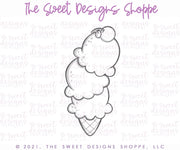 Cookie Cutters - Triple Ice Cream Cone - Cookie Cutter - The Sweet Designs Shoppe - TSDS - - ALL,Birthday,cone,Cookie Cutter,Food,Food and Beverage,Food beverages,icecream,Promocode,STL,summer,Sweet,Sweets,valentines