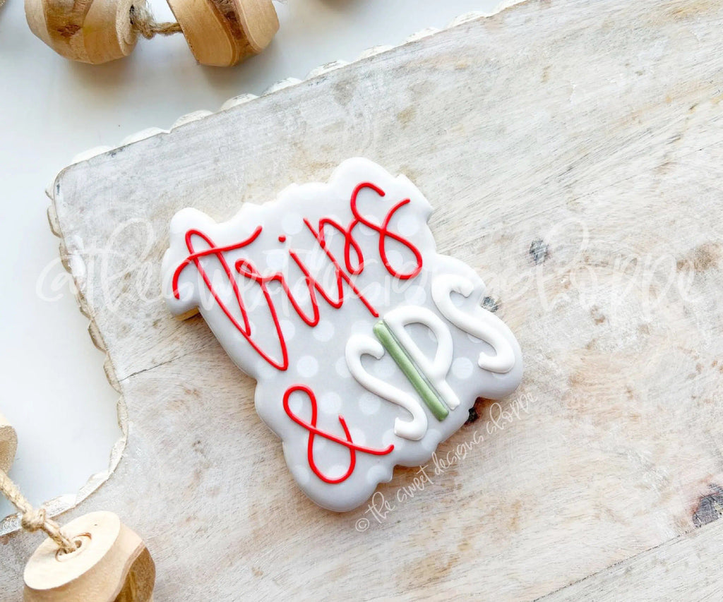 Cookie Cutters - Trips and Sips Plaque - Cookie Cutter - The Sweet Designs Shoppe - - ALL, Cookie Cutter, handlettering, Misc, Miscelaneous, Miscellaneous, Plaque, Plaques, PLAQUES HANDLETTERING, Promocode, shopping, starbucks, target