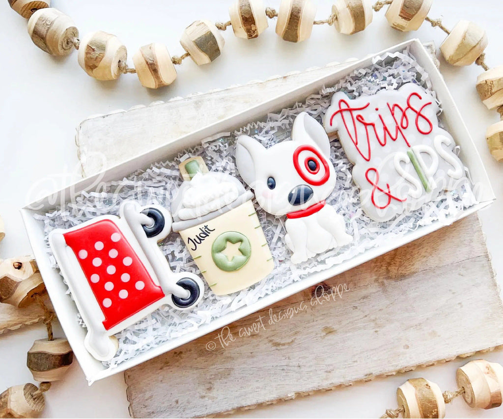 Cookie Cutters - Trips & Sips Shopping Set - Set of 4 - Cookie Cutters - The Sweet Designs Shoppe - TSDS - - ALL,Cookie Cutter,Mini Sets,Misc,Miscelaneous,Miscellaneous,MOM,mother,Mothers Day,Promocode,regular sets,set,shopping,STL,target,targetset001