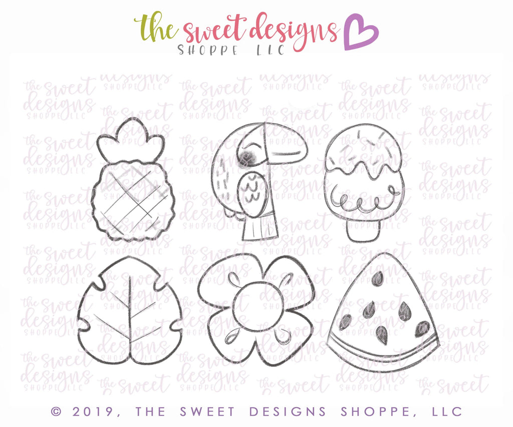 Cookie Cutters - Tropical Mini Set - Cookie Cutters - The Sweet Designs Shoppe - TSDS - - ALL,Cookie Cutter,fruit,fruits,Mini Sets,Promocode,set,Summer,Tropical,Tucan