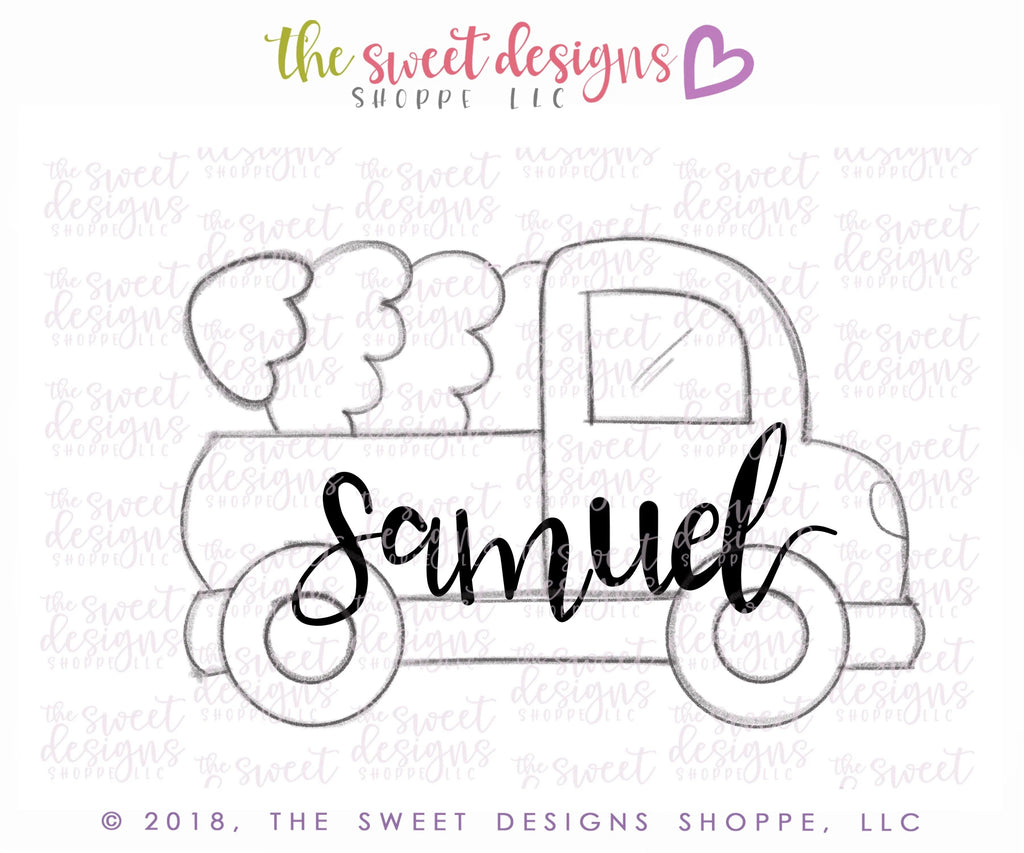 Cookie Cutters - Truck With Christmas Tree - Cookie Cutter - The Sweet Designs Shoppe - TSDS - - ALL,Christmas,Christmas / Winter,Cookie Cutter,Customize,Plaque,Plaques,Promocode,transportation,Trees