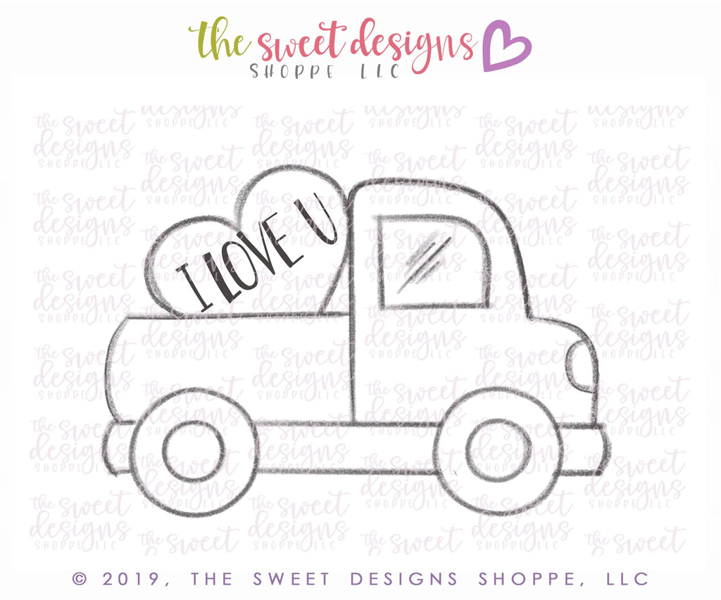 Cookie Cutters - Truck with Heart - Cookie Cutter - The Sweet Designs Shoppe - TSDS - - ALL,Cookie Cutter,kids,Kids / Fantasy,Promocode,STL,transportation,Valentine's