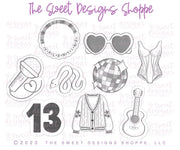 Cookie Cutters - TS Tour Set - Set of 9 - Cookie Cutters - The Sweet Designs Shoppe - TSDS - - ALL,Cookie Cutter,music,Promocode,regular sets,set,STL,Taylor Swift,valentine,valentines