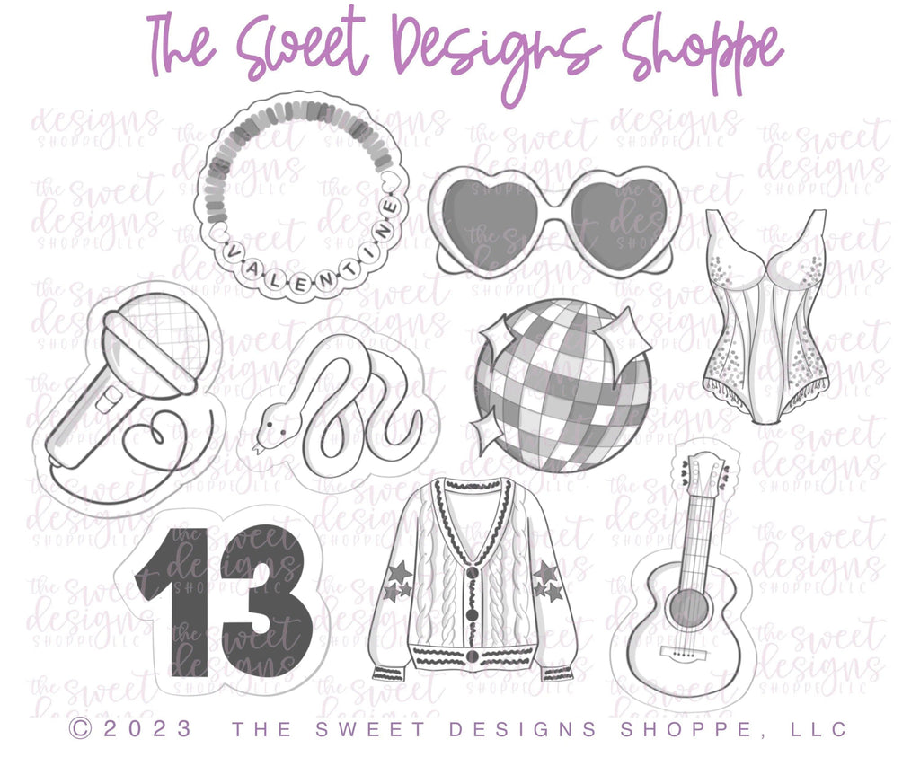 Cookie Cutters - TS Tour Set - Set of 9 - Cookie Cutters - The Sweet Designs Shoppe - TSDS - - ALL,Cookie Cutter,music,Promocode,regular sets,set,STL,Taylor Swift,valentine,valentines