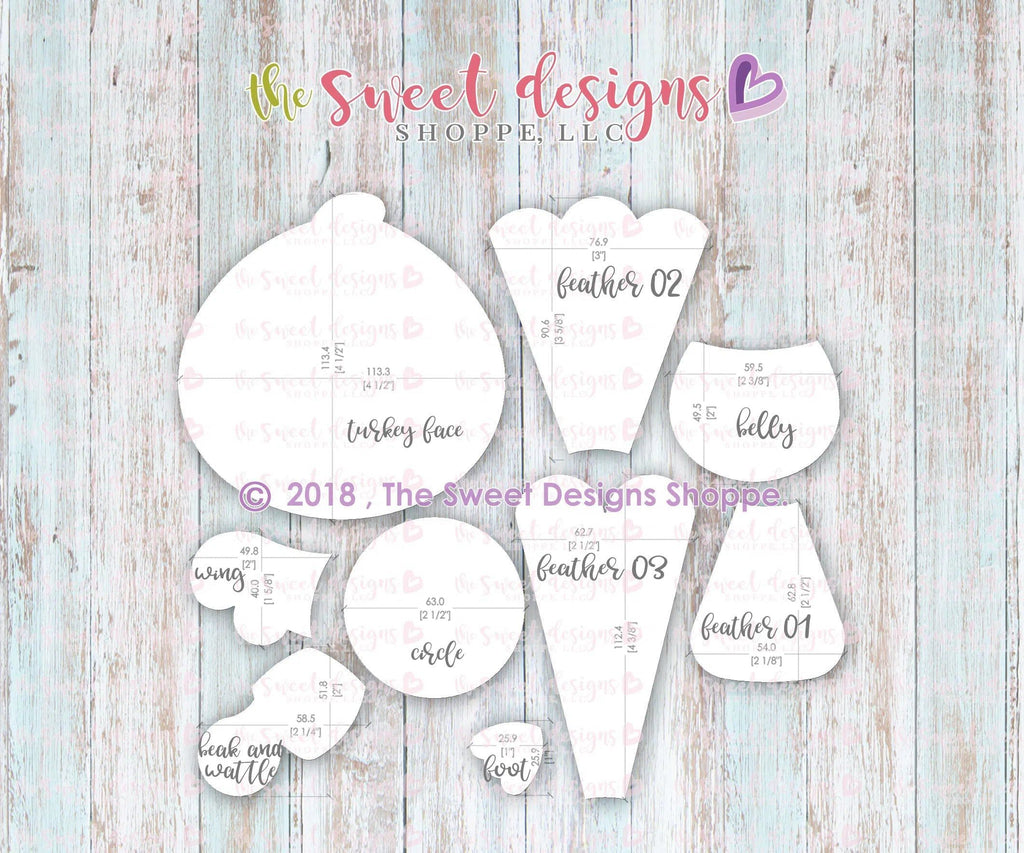 Cookie Cutters - Turkey Platter Set - Cookie Cutter(s) - The Sweet Designs Shoppe - TSDS - - ALL,beverages,Cookie Cutter,Fal,Fall / Thanksgiving,Mini Sets,Nature,Promocode,set,STL,Turkey