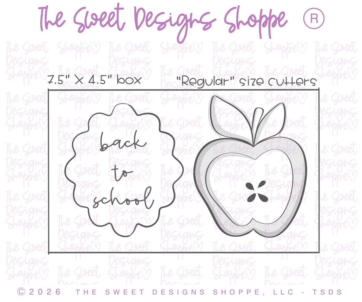 Cookie Cutters - Two Leaf Apple and Plaque Set - Set of 2 - Cookie Cutters - The Sweet Designs Shoppe - TSDS - - ALL,back to school,BTS,Cookie Cutter,Mini Set,Mini Sets,Promocode,regular sets,School,School / Graduation,set,STL,Teacher,Teacher Appreciation