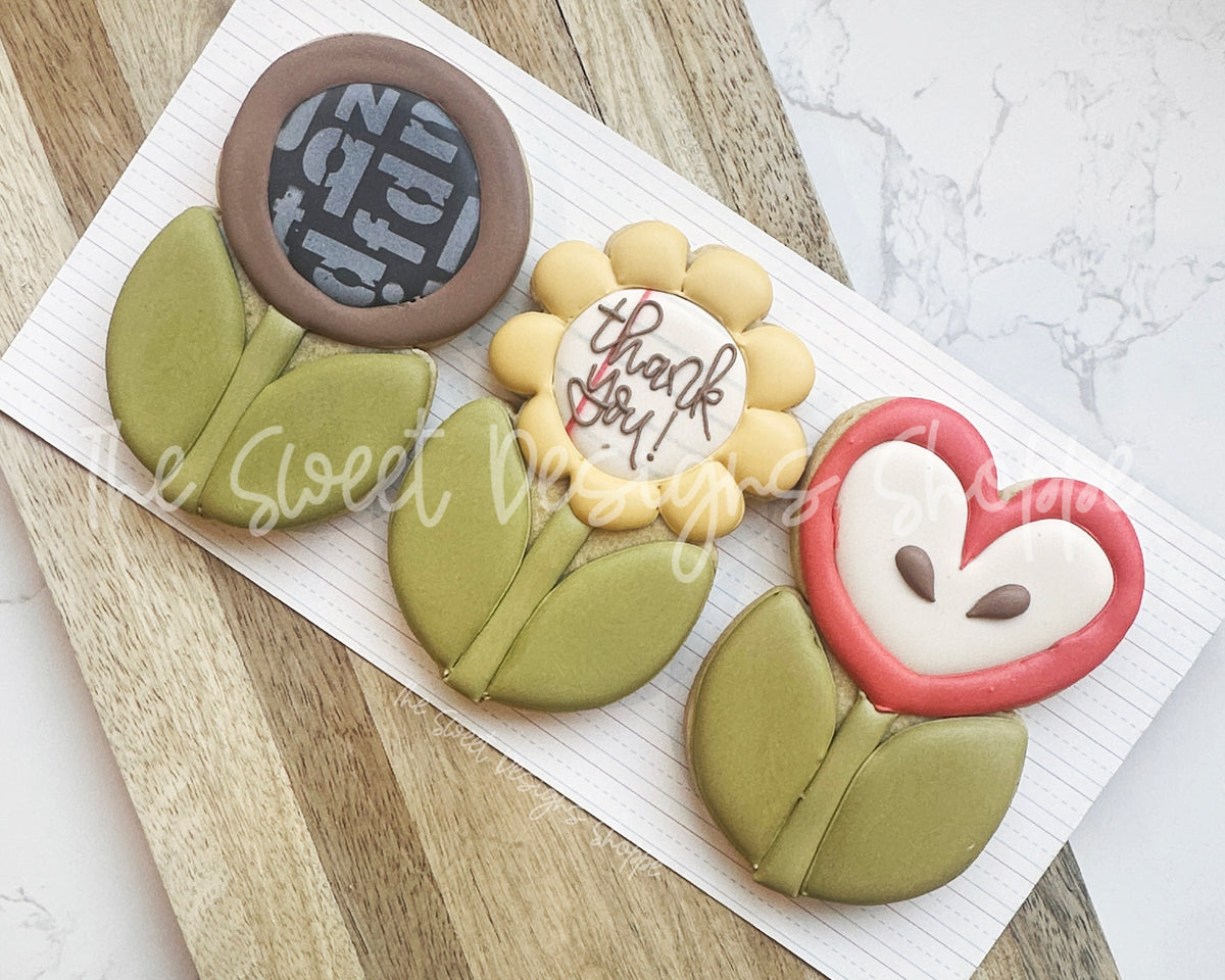 Cookie Cutters - Two Leaves Funky Flowers Set - Set of 3 - Cookie Cutters - The Sweet Designs Shoppe - TSDS - - ALL,Cookie Cutter,Daisy,Flower,Flowers,Leaves and Flowers,Mini Sets,MOM,mother,mothers DAY,Nature,NURSE APPRECIATION,Promocode,regular sets,set,STL,TEACHER APPRECIATION,Trees Leaves and Flowers,valentine,valentines,Valentines couples,Woodlands Leaves and Flowers