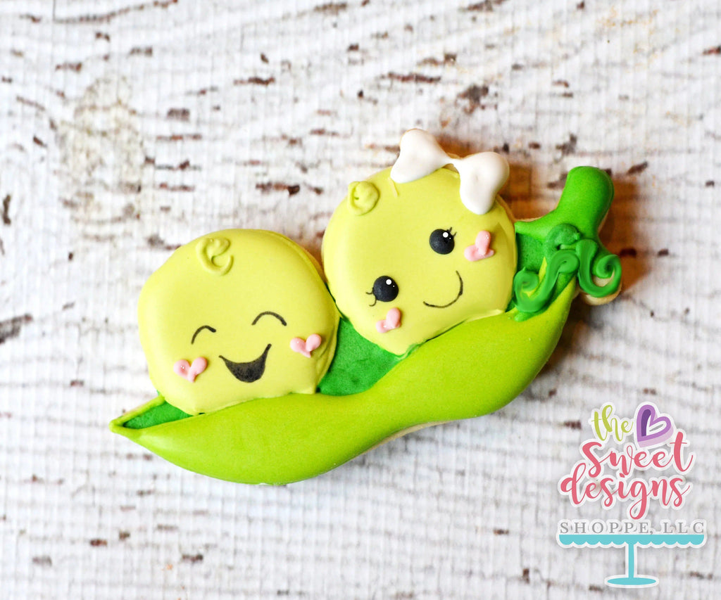 Cookie Cutters - Two Peas in a Pod (Boy and Girl) - Cookie Cutter - The Sweet Designs Shoppe - - ALL, Baby, baby shower, Baby Swaddle, Cookie Cutter, fruit, fruits, Fruits and Vegetables, Pea, Pea in a Pod, Promocode, Swaddle, Twin, Twins