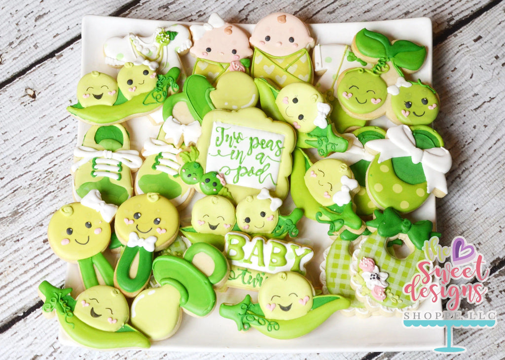 Cookie Cutters - Two Peas in a Pod (Boy and Girl) - Cookie Cutter - The Sweet Designs Shoppe - - ALL, Baby, baby shower, Baby Swaddle, Cookie Cutter, fruit, fruits, Fruits and Vegetables, Pea, Pea in a Pod, Promocode, Swaddle, Twin, Twins