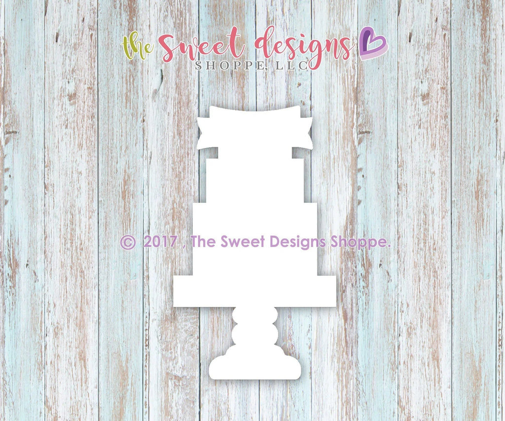 Cookie Cutters - Two Tier Cake Stand With Ribbon V2 - Cookie Cutter - The Sweet Designs Shoppe - TSDS - - ALL,Birthday,cake,Cake Stand,celebration,Cookie Cutter,Food,Food & Beverages,Promocode,STL