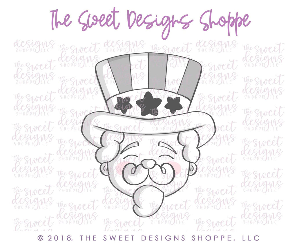 Cookie Cutters - Uncle Sam - Cookie Cutter - The Sweet Designs Shoppe - TSDS - - 4th,4th July,4th of July,ALL,America,Cookie Cutter,fourth of July,Independence,Miscellaneous,New Year,patriotic,Promocode,USA