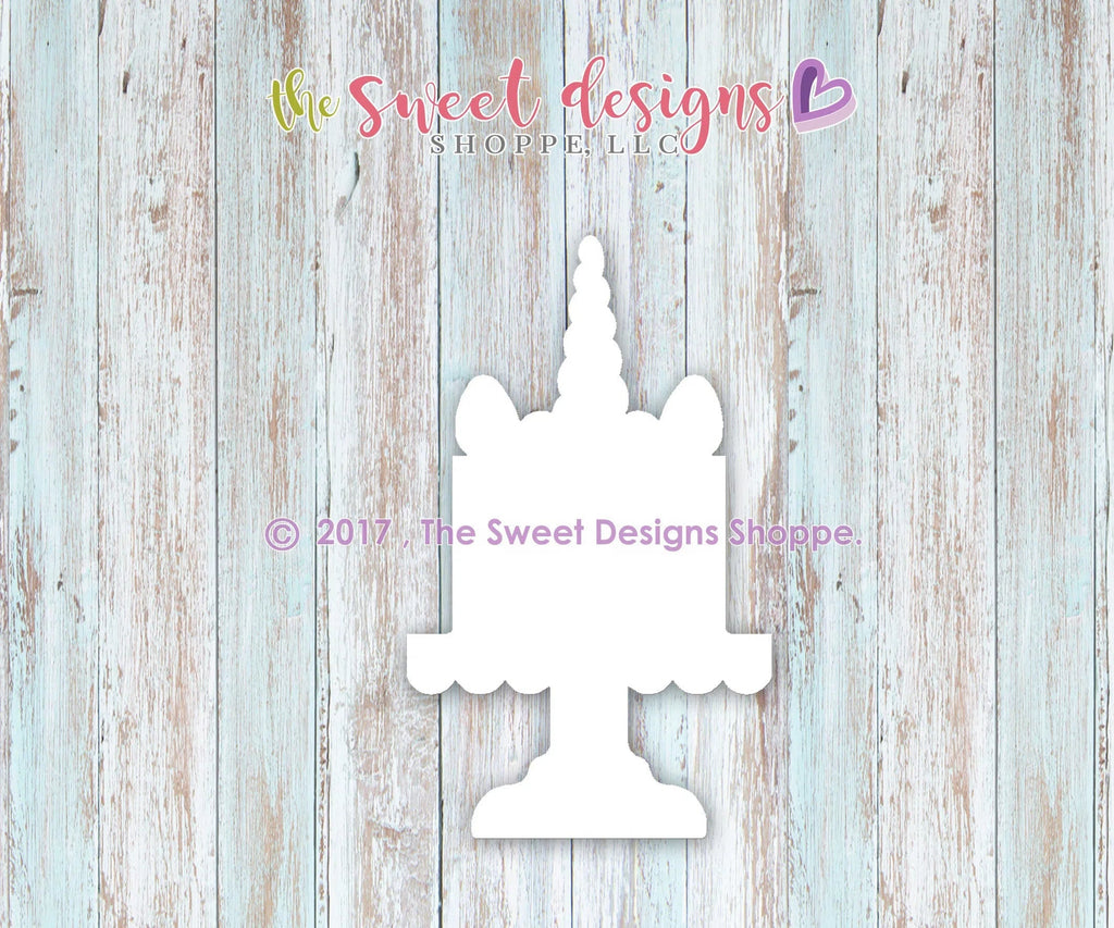 Cookie Cutters - Unicorn Cake in Stand - Cookie Cutter - Sweet Designs Shoppe - - ALL, Birthday, Cookie Cutter, fantasy, Food, Food & Beverages, Kids / Fantasy, Promocode, Sweet