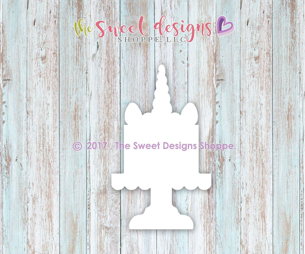 Cookie Cutters - Unicorn Cake in Stand - Cookie Cutter - The Sweet Designs Shoppe - TSDS - - ALL,Birthday,Cookie Cutter,fantasy,Food,Food & Beverages,Kids / Fantasy,Promocode,STL,Sweet